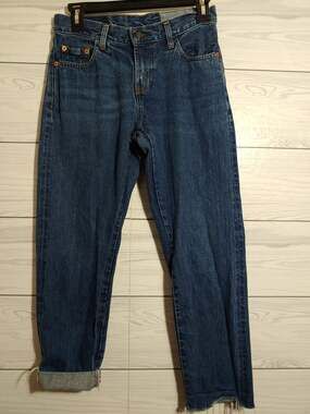 Womens Levi 505-0217 1967 Raw Selvage cropped jeans size 26